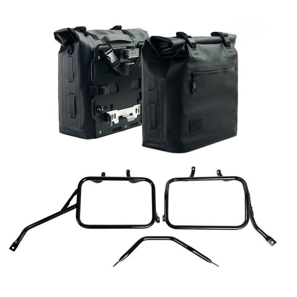 Due Borse laterali Khali in TPU 35L - 45L + Coppia piastre in Alluminio + Telai per borse in alluminio Triumph Tracker 400