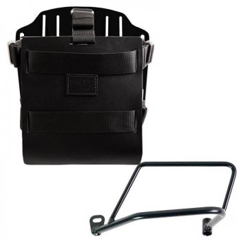 Portaborse in alluminio con frontale regolabile cuoio, aggancio rapido e telaio 