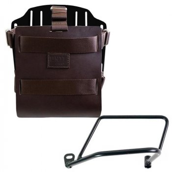 Portaborse in alluminio con frontale regolabile cuoio, aggancio rapido e telaio 