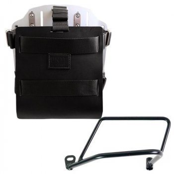 Portaborse in alluminio con frontale regolabile cuoio, aggancio rapido e telaio 