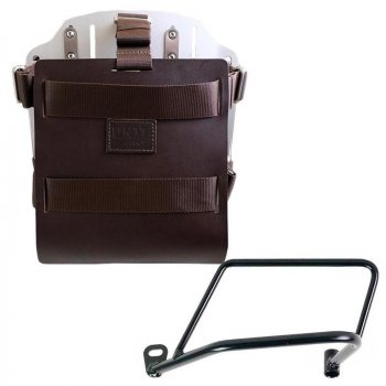 Portaborse in alluminio con frontale regolabile cuoio, aggancio rapido e telaio 