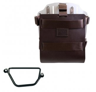 Portaborse in alluminio con frontale regolabile cuoio e aggancio rapido + Telaio Honda GB350S DX