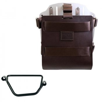 Portaborse in alluminio con frontale regolabile cuoio e aggancio rapido + Telaio Honda GB350S DX