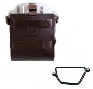 Portaborse in alluminio con frontale regolabile cuoio e aggancio rapido + Telaio Honda GB350S SX