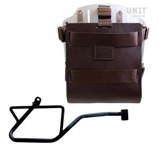 Portaborse in alluminio con frontale regolabile cuoio e aggancio rapido + Telaio Moto Guzzi V7 EURO5 PLUS (2025 in poi) DX