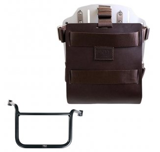 Portaborse in alluminio con frontale regolabile cuoio e aggancio rapido + Telaio Moto Guzzi V85 TT (2024 in poi) DX