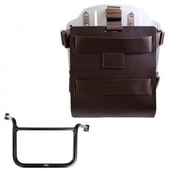 Portaborse in alluminio con frontale regolabile cuoio e aggancio rapido + Telaio Moto Guzzi V85 TT (2024 in poi) DX