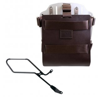 Portaborse in alluminio con frontale regolabile cuoio e aggancio rapido + Telaio Triumph Bonneville Bobber DX