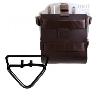 Portaborse in alluminio con frontale regolabile cuoio, aggancio rapido e telaio (2020 in poi) 